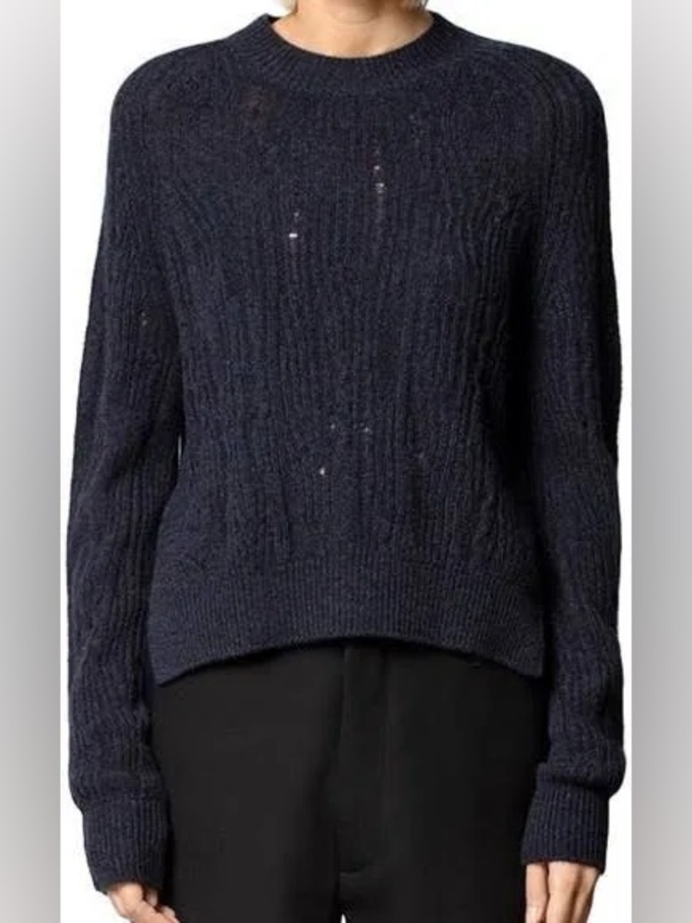 Zadig & Voltaire 100% Cashmere Lili Destroy Cable Knit Pullover